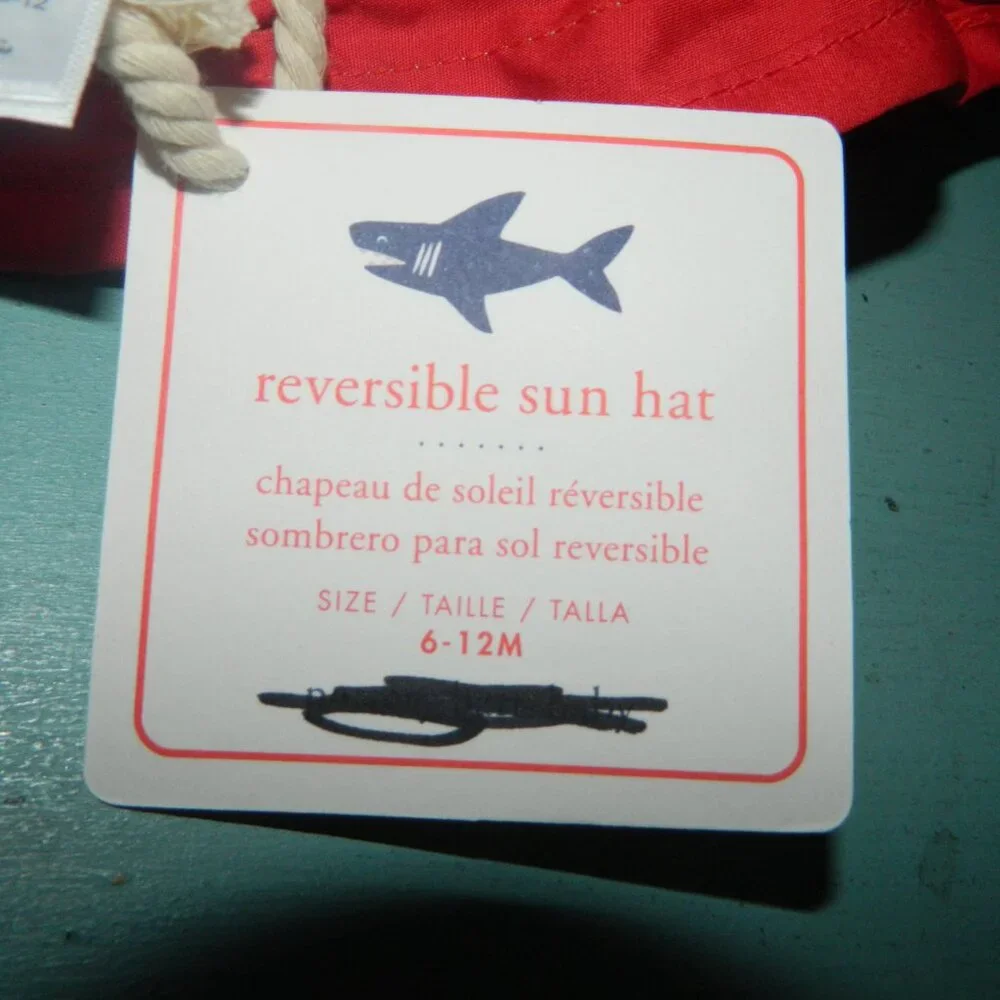 Pottery Barn Kids Reversible Sun Hat Sz 6-12 Mths (EE-26)